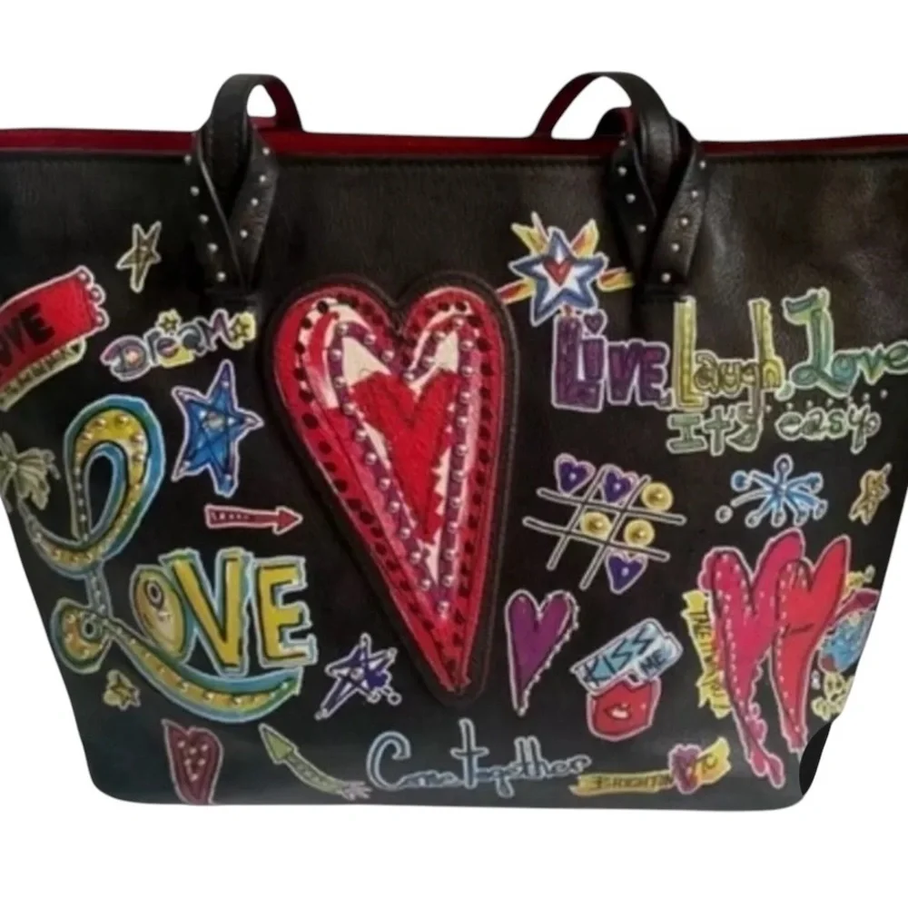 Retired Brighton fashionista leather hearts love‎ tote bag